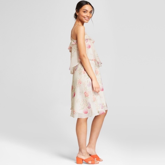 NEW Floral Sleeveless Ruffle Asymmetrical Dress C8 - Picture 2 of 8